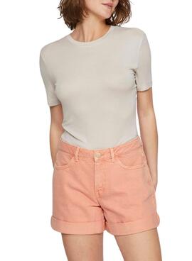 T-Shirt Vila Alexia in Beige für Damen