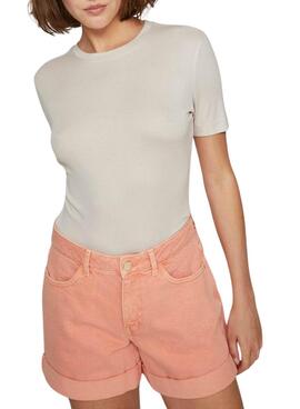 T-Shirt Vila Alexia in Beige für Damen