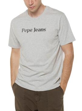 T-Shirt Pepe Jeans Basic Grau mit Logo auf der Brust