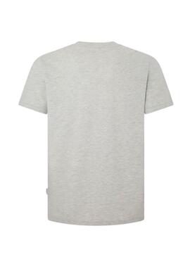 T-Shirt Pepe Jeans Basic Grau mit Logo auf der Brust
