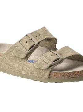 Sandalen Birkenstock Arizona schmal geschnittenes weiches Grün für Damen