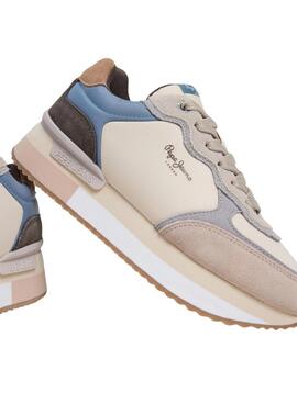 Turnschuhe Pepe Jeans Rusper Mania in Beige und Rosa für Frauen