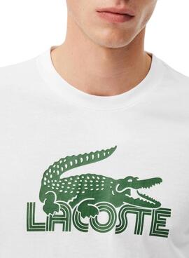 Weißes Lacoste Croco XL T-Shirt für Herren.