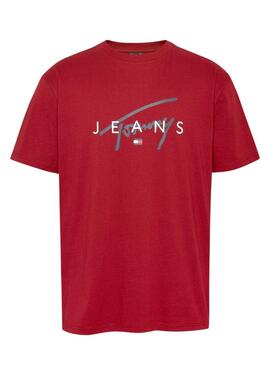 T-Shirt Tommy Jeans Signature Twist rotes für Männer