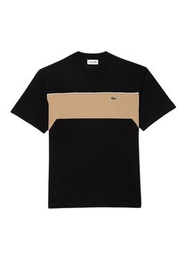 T-shirt Lacoste Band schwarz und beige für Männer