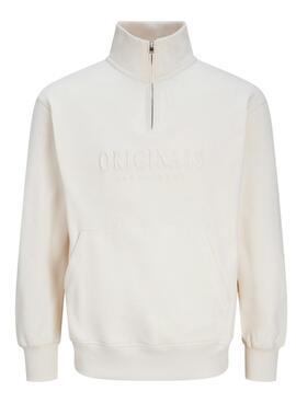 Jack and Jones Frederiksberg beige Pullover mit Reißverschluss für Männer