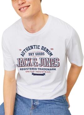 T-Shirt Jack and Jones Logo weiß für Männer