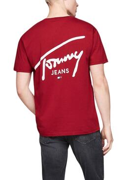 T-Shirt Tommy Jeans Signature Logo kastanienbraunes für Männer