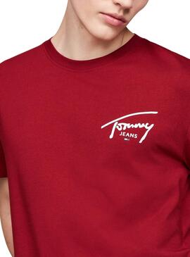 T-Shirt Tommy Jeans Signature Logo kastanienbraunes für Männer