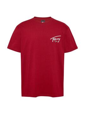 T-Shirt Tommy Jeans Signature Logo kastanienbraunes für Männer