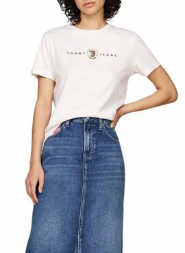 T-Shirt Tommy Jeans Crest Linear weiß für Frauen