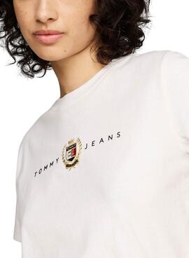 T-Shirt Tommy Jeans Crest Linear weiß für Frauen