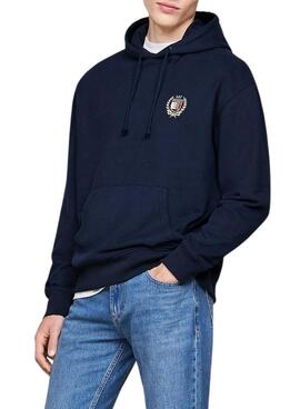 Tommy Jeans Flag Crest Sweatshirt in Navy Blue for Men