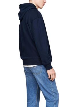 Tommy Jeans Flag Crest Sweatshirt in Navy Blue for Men