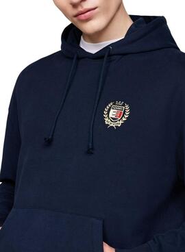 Tommy Jeans Flag Crest Sweatshirt in Navy Blue for Men