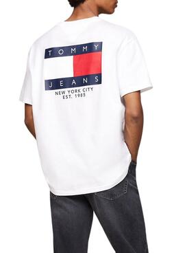 Tommy Jeans Logo Flag weißes T-Shirt für Männer