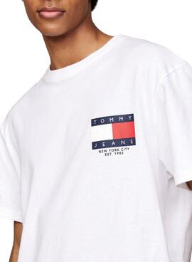 Tommy Jeans Logo Flag weißes T-Shirt für Männer