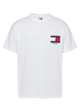 Tommy Jeans Logo Flag weißes T-Shirt für Männer