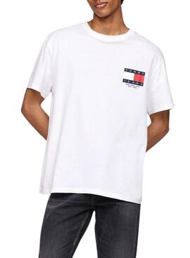 Tommy Jeans Logo Flag weißes T-Shirt für Männer