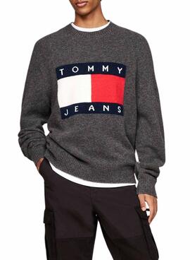 Tommy Jeans Melange Flag dunkelgrauer Jersey für Männer