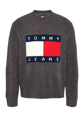 Tommy Jeans Melange Flag dunkelgrauer Jersey für Männer