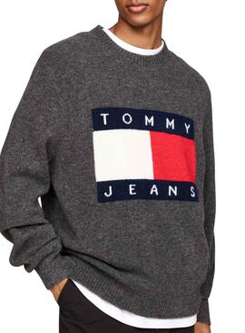 Tommy Jeans Melange Flag dunkelgrauer Jersey für Männer