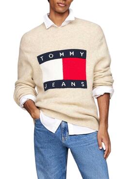 Tommy Jeans Melange Flag beige Trikot für Herren