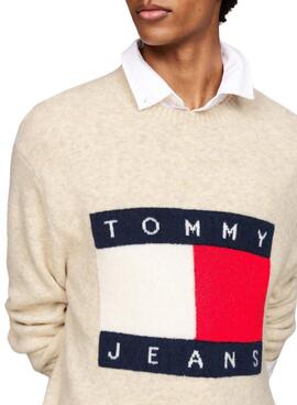 Tommy Jeans Melange Flag beige Trikot für Herren