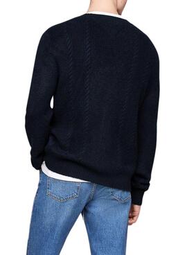 Tommy Jeans Cable Knit marineblaues Trikot für Männer