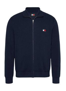 Tommy Jeans Badge Zip marineblaue Strickjacke für Männer