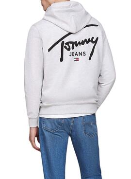 Tommy Jeans Entry Graphic graues Sweatshirt mit Kapuze für Männer