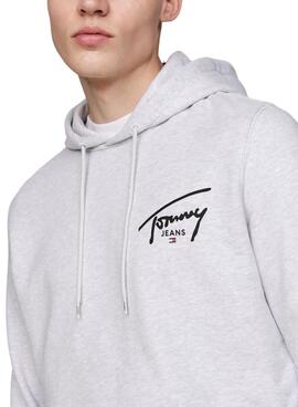 Tommy Jeans Entry Graphic graues Sweatshirt mit Kapuze für Männer