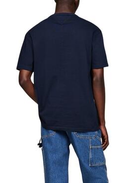 Tommy Jeans Badge navy blau t-shirt für Männer