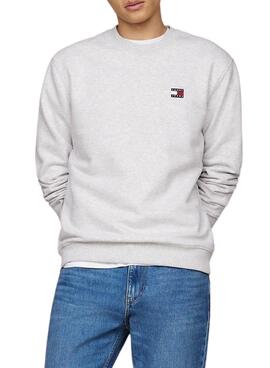 Tommy Jeans Badge Crew grau Sweatshirt für Männer