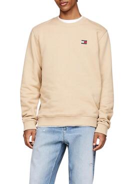 Tommy Jeans Badge Crew beige Sweatshirt für Männer