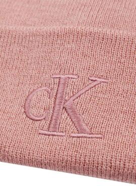 Mütze Calvin Klein Jeans Monogramm bestickt rosa für Frauen