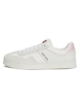 Tommy Jeans Greenwich weiß und rosa Turnschuhe für Frauen