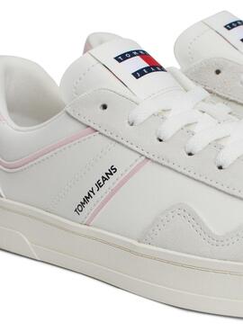 Tommy Jeans Greenwich weiß und rosa Turnschuhe für Frauen