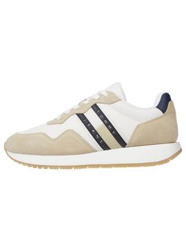 Tommy Jeans Runner Beige und Weiß Turnschuhe für Männer