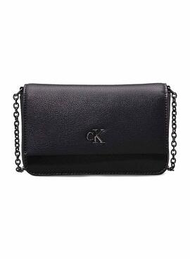 Calvin Klein Jeans Minimal Monogram Flap schwarze Handtasche für Frauen