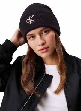 Mütze Calvin Klein Jeans Monogramm schwarz für Damen