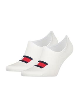 2er Pack Tommy Jeans Footie weiße Socken für Männer und Frauen