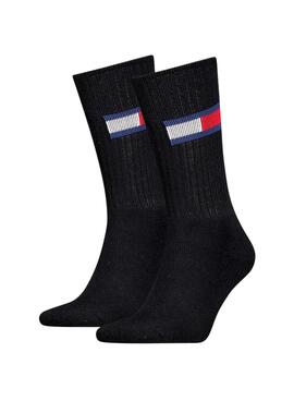 2er Pack schwarze Tommy Jeans TH UNI Socken für Männer und Frauen