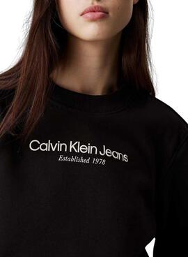 Sweatshirt Calvin Klein Jeans Institutional Logo in Schwarz für Damen