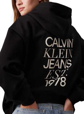 Sweatshirt Calvin Klein Jeans Mixed Logo schwarz für Frauen