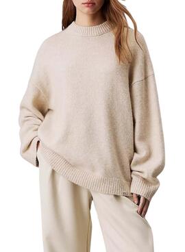 Jersey Calvin Klein Jeans basic loose beige für Frauen