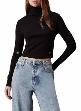 Calvin Klein Jeans Label schwarzes Trikot für Frauen