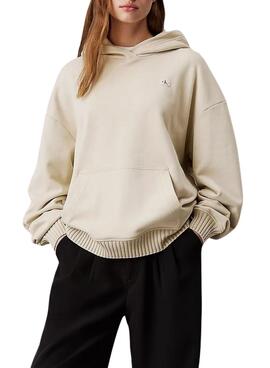 Sweatshirt Calvin Klein Jeans Woven beige für Frauen