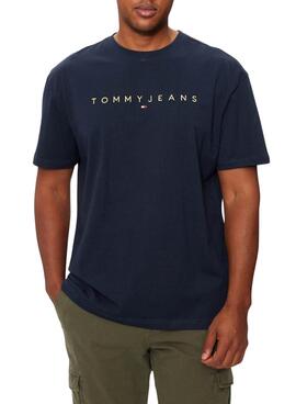 Herren-T-Shirt Tommy Jeans Gold Linear Navy Blue