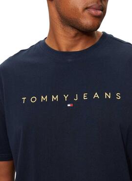 Herren-T-Shirt Tommy Jeans Gold Linear Navy Blue